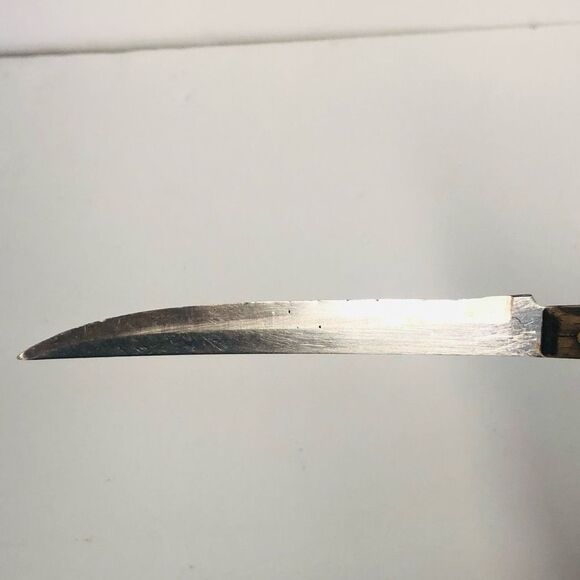 vtg wooden handled kitchen knife 5 inch blade riveted handle brown replacement - Picture 7 of 7